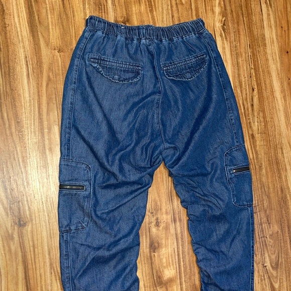 Pilcro womens medium 8 10 jeans cottage utility crop blue pockets high rise - Picture 5 of 10